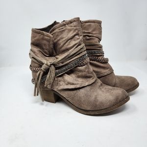 Taupe Booties with tassles